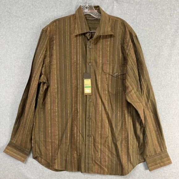 Tommy Bahama Mens Island Soft Cotton Button Down Shirt Rust Brown Large L NWT - Picture 1 of 6